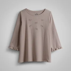 بلوز آستین بلند یقه گرد زنانه ناربن مدل روبان