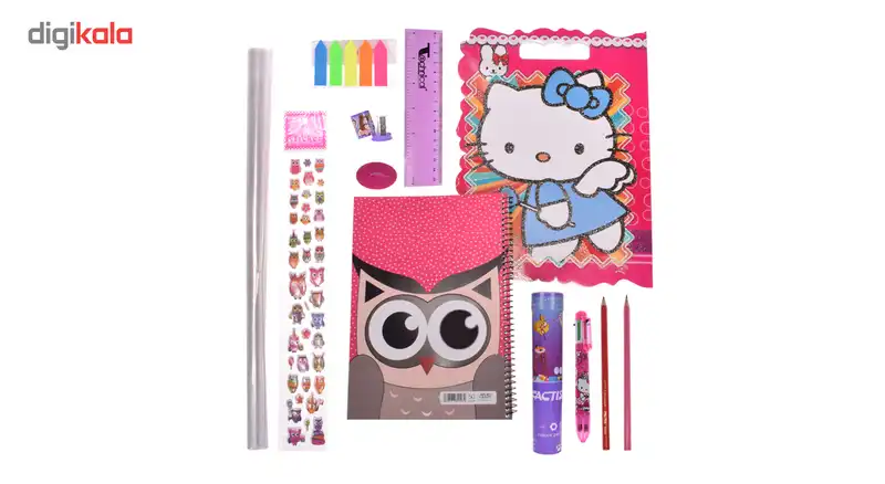 ست لوازم تحریر مدل pink مجموعه 12 عددی