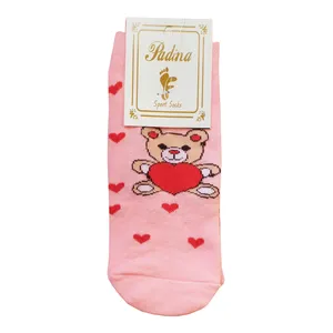 جوراب دخترانه مدل عروسک خرس و قلب 