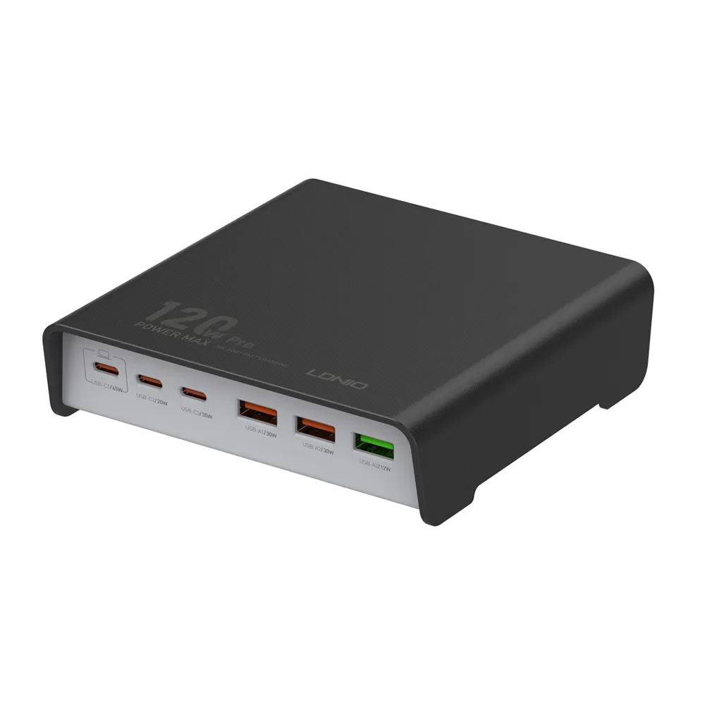 شارژر رومیزی 120وات الدینیو مدل HUB CHARGER Q605