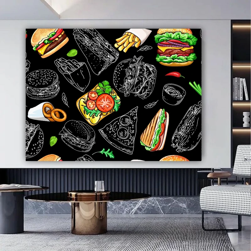 تابلو بوم طرح مخمل فست فود مدل همبرگر کد BK24594