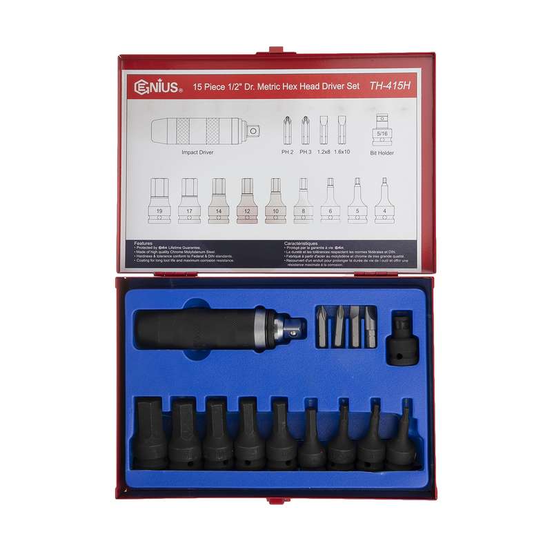 پیچ گوشتی ضربه ای جنیوس تولز مدل TH-415H بسته 15 عددی