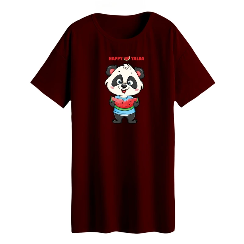 تی شرت لانگ زنانه مدل پاندا هندوانه یلدایی کد 1