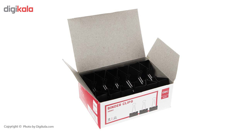 گیره کاغذ دلی مدل E38562 سایز 41 میلی متر بسته 12 عددی