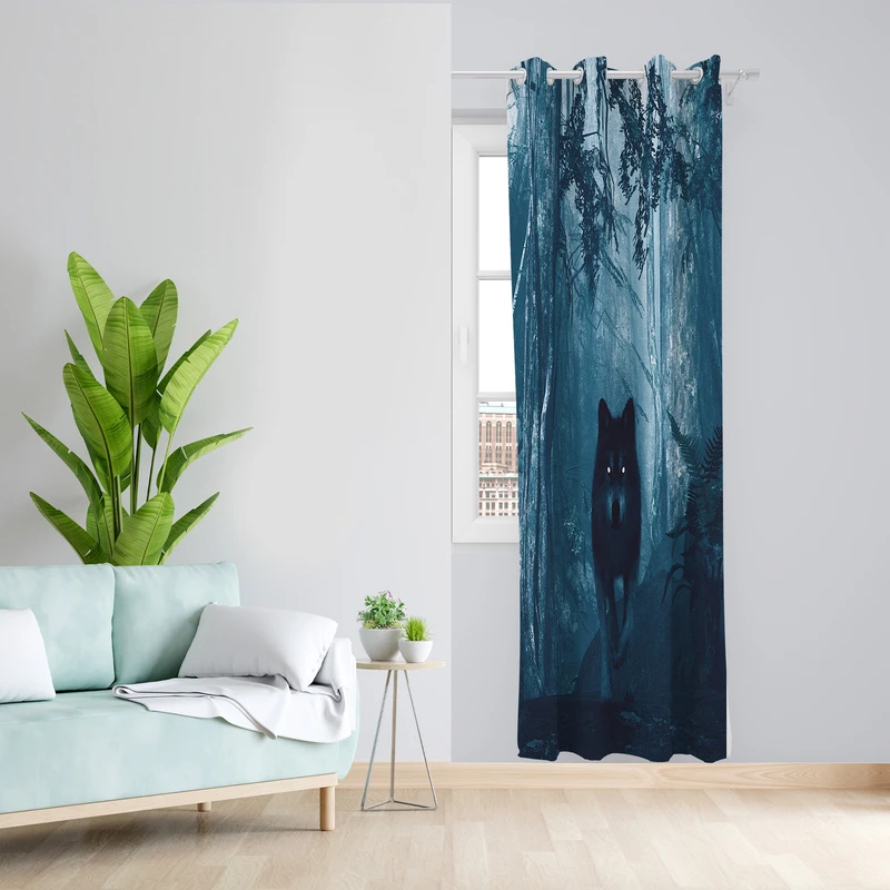 پرده طرح جنگل مدل مخمل پانچی کد 2331 z سایز 140x200 سانتی متر