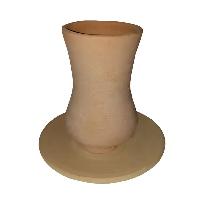 ست فنجان و نعلبکی سفالی خام مدل کمرباریک مجموعه 6 عددی