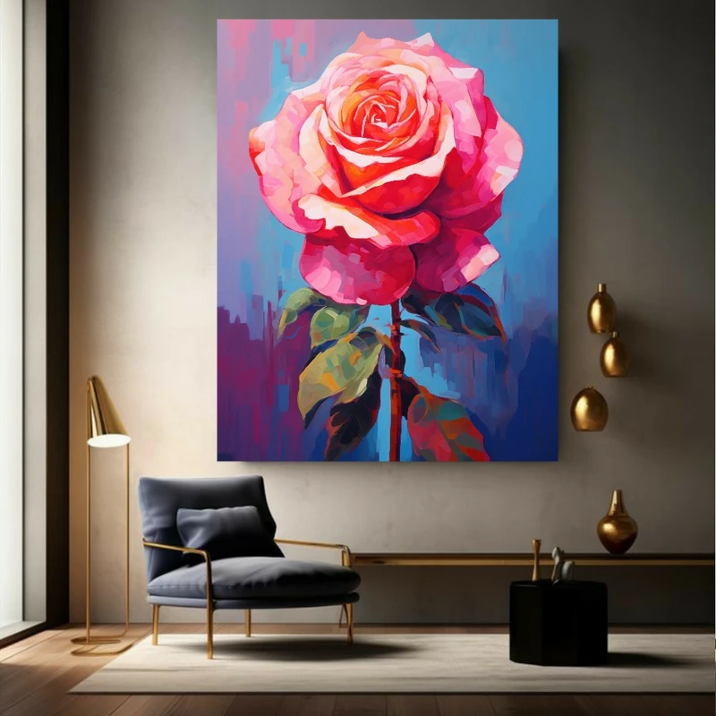 تابلو بوم طرح مخمل نقاشی آبرنگی مدل گل رز کد BK1402