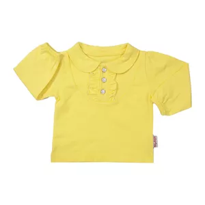 بلوز آستین بلند نوزادی آدمک مدل قاپک چیندار کد ‏140169 رنگ لیمویی