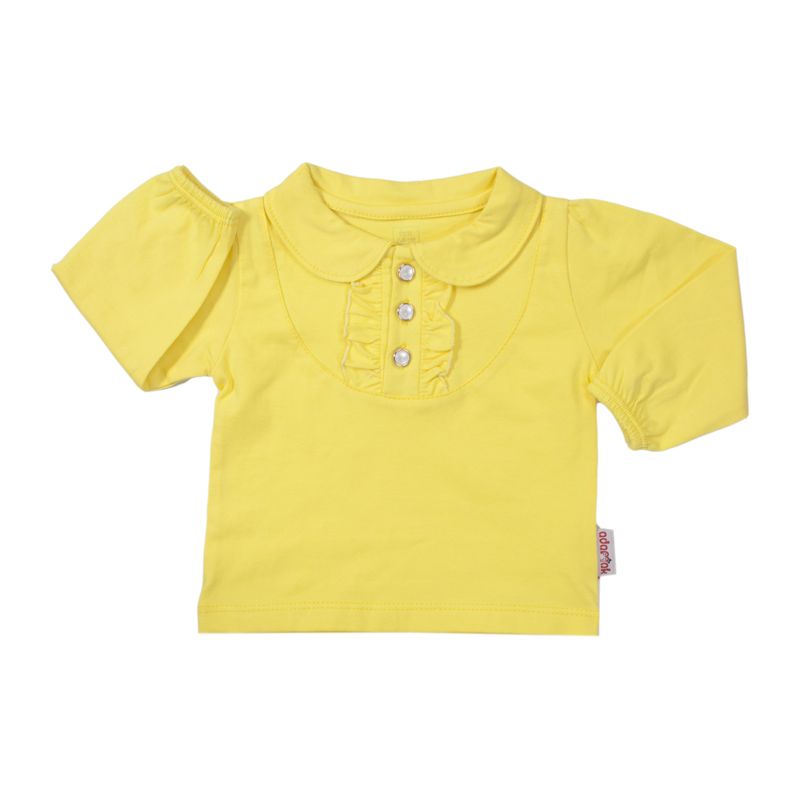 بلوز آستین بلند نوزادی آدمک مدل قاپک چیندار کد ‏140169 رنگ لیمویی -  - 1