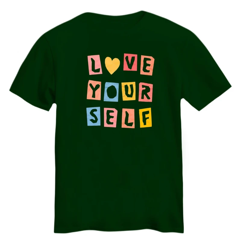 تی شرت آستین کوتاه زنانه مدل خودتو دوست داشته باش