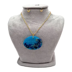 گردنبند دست ساز زنانه مدل زرینی دایره ای سنگ دار