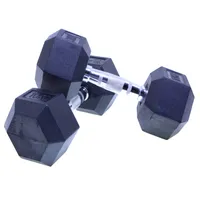 دمبل بدنسازی هنگدا مدل Rubber شش&zwnj;ضلعی وزن 10 کیلوگرم بسته 2 عددی