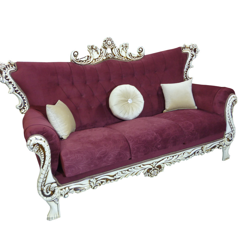 مبل کلاسیک 3 نفره با کوسن مدل رز کد 313 - 1010