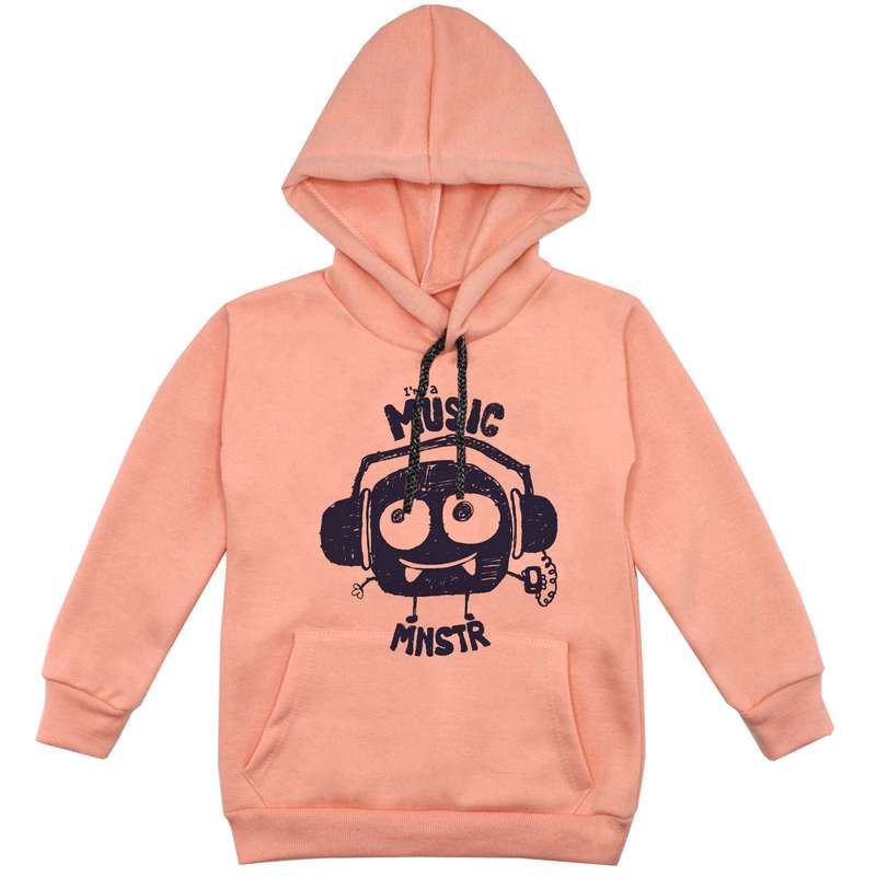 هودی پسرانه مدل F105 MUSIC رنگ گلبهی