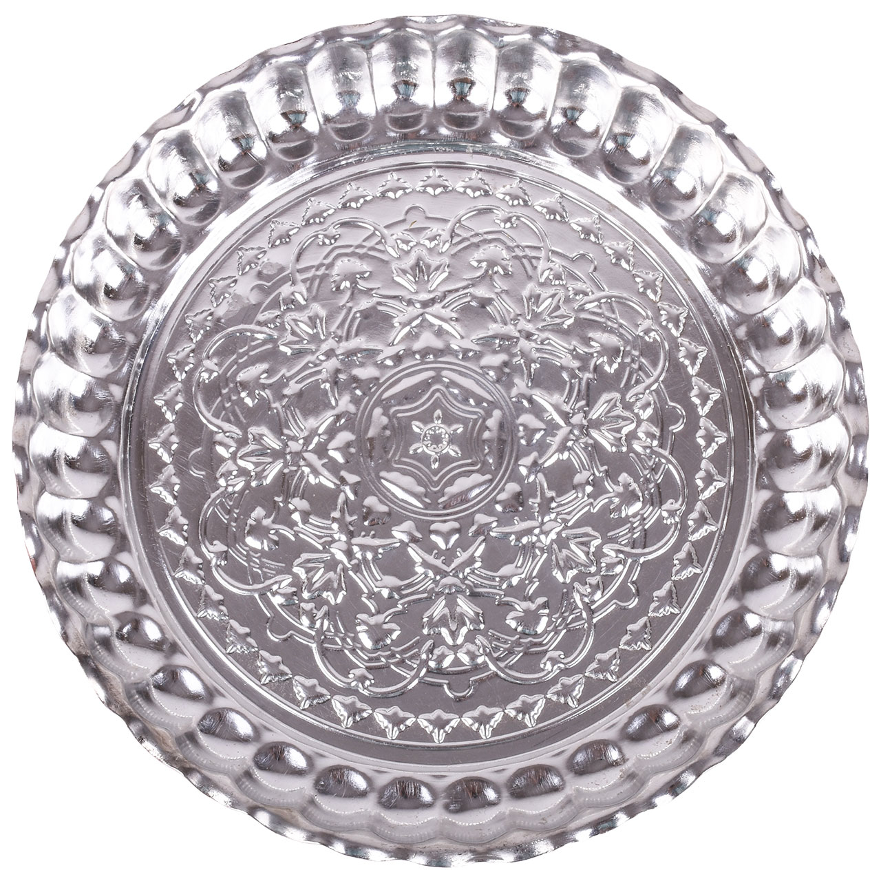 سینی مسی سنونی مدل 00-35 طرح کنگره‌دار قطر 28 سانتی‌متر