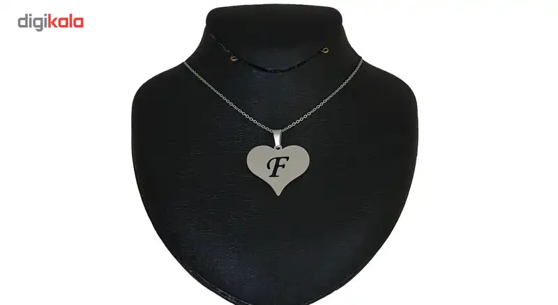 گردنبند نقره مدل قلب حرف F کد AC34