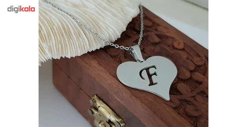 گردنبند نقره مدل قلب حرف F کد AC34