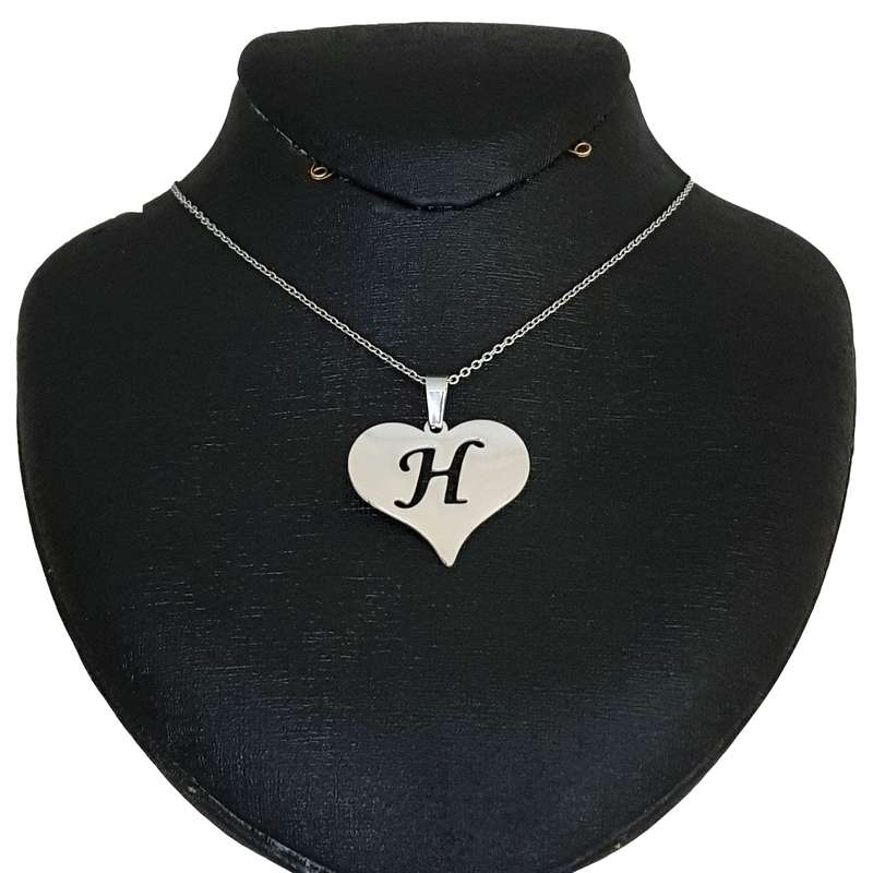 گردنبند نقره مدل قلب حرف H کد AC34