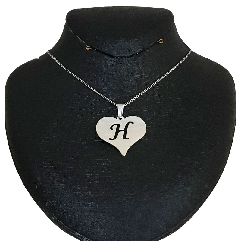 گردنبند نقره مدل قلب حرف H کد AC34