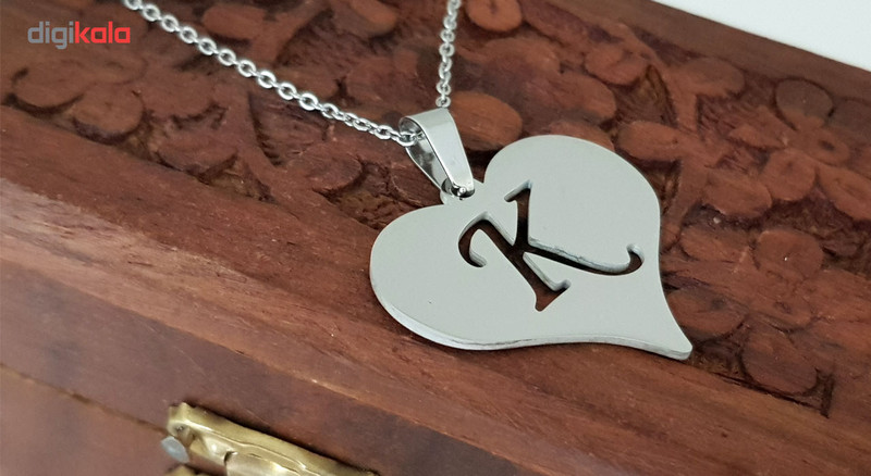 گردنبند نقره مدل قلب حرف K کد AC34