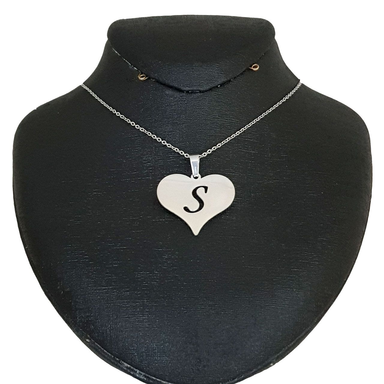 گردنبند نقره مدل قلب حرف S کد AC34 -  - 1