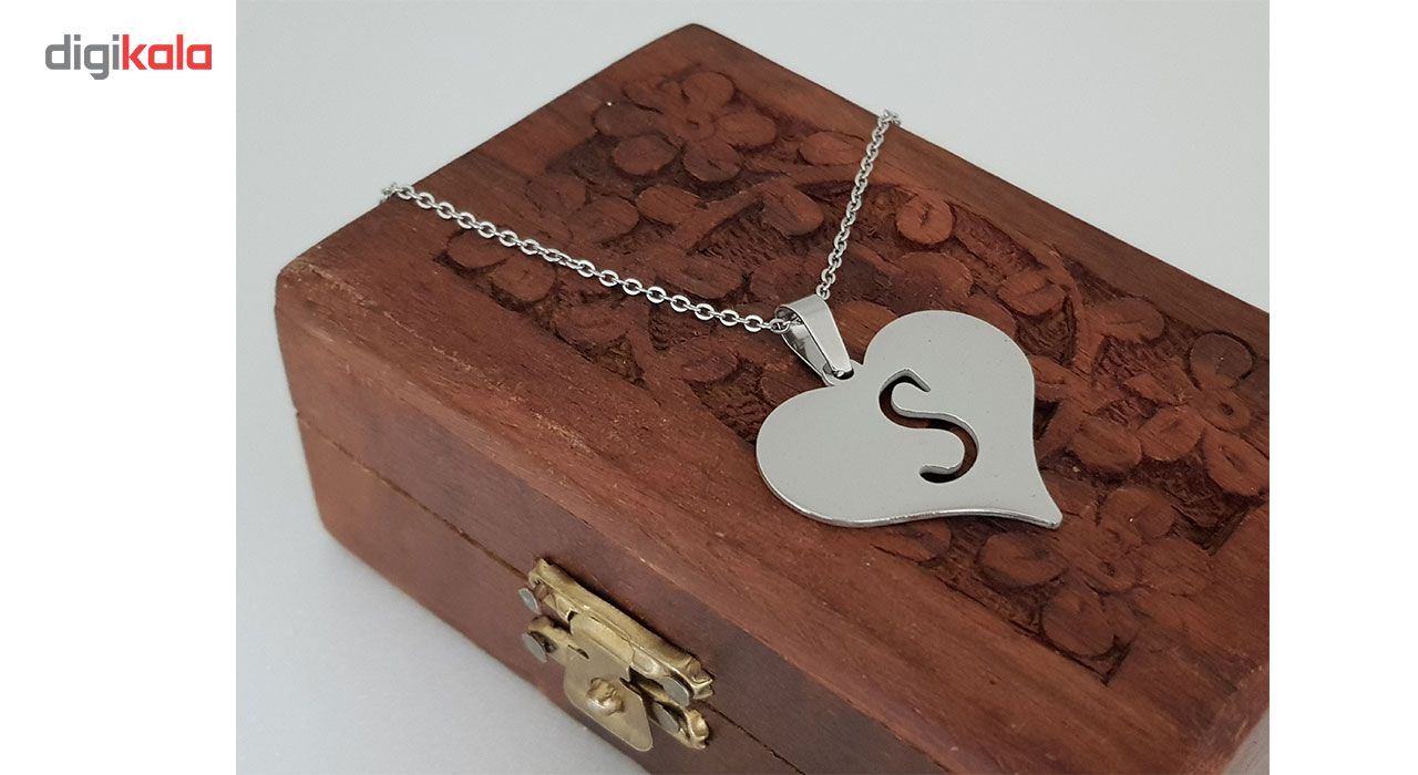 گردنبند نقره مدل قلب حرف S کد AC34 -  - 3
