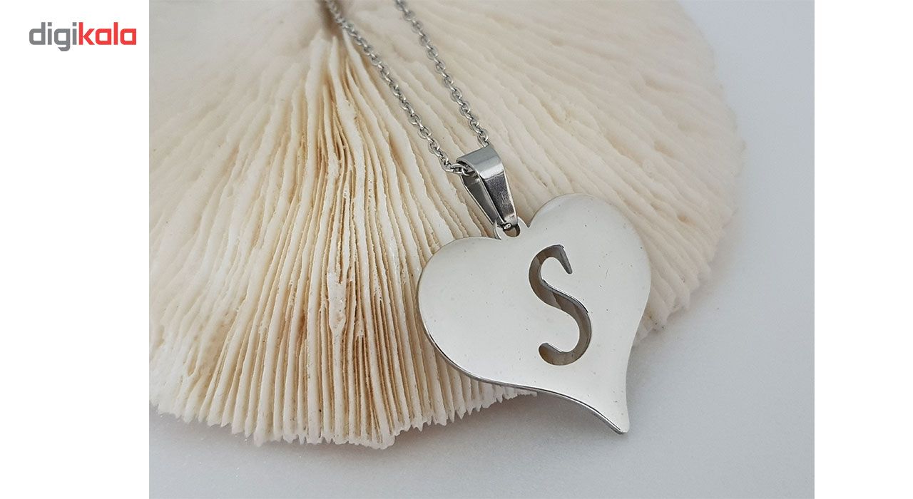 گردنبند نقره مدل قلب حرف S کد AC34 -  - 4