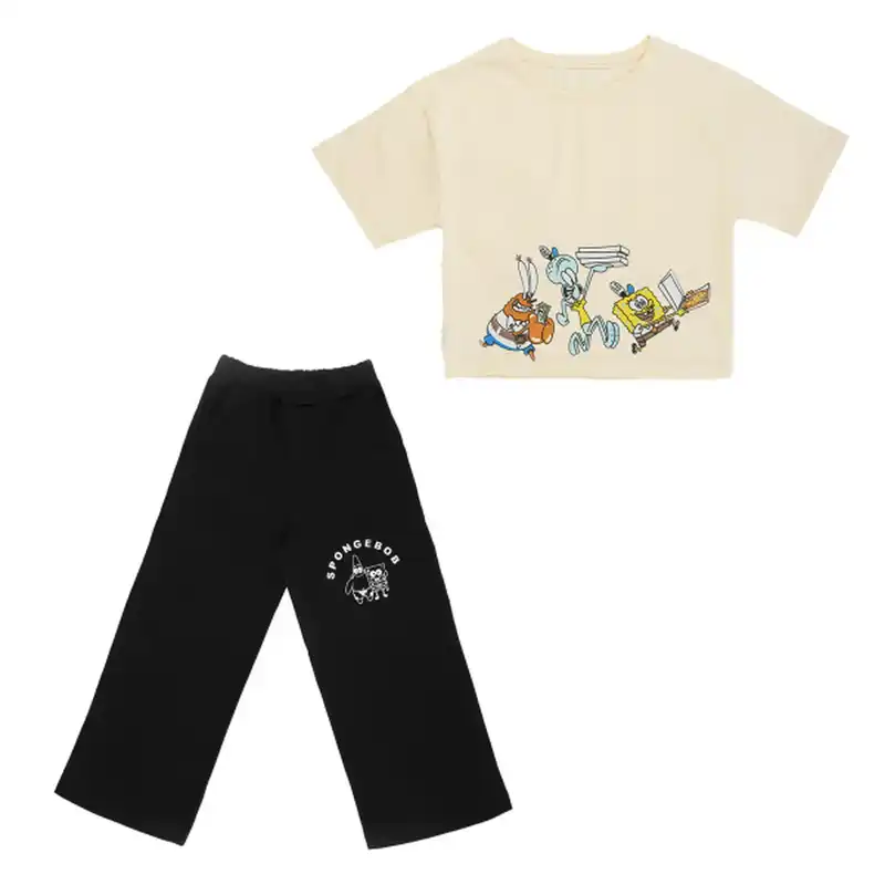 ست تی شرت و شلوار دخترانه مدل MDSS-CG4823