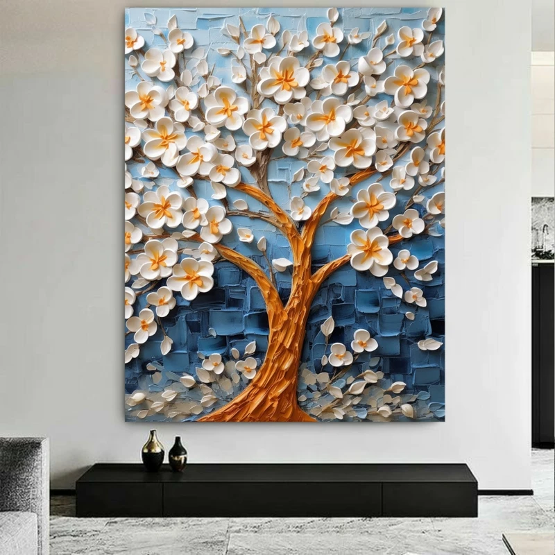 تابلو بوم طرح مخمل درخت پر از شکوفه کد BK23059