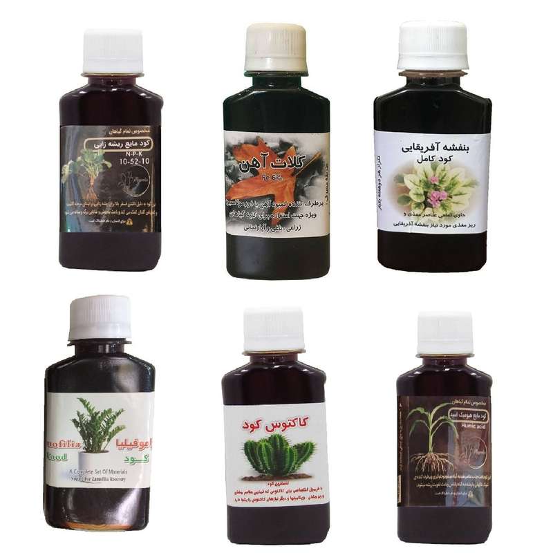 کود مایع فسفر ریشه زایی 10-52-10 و کلات آهن و بنفشه آفریقایی و کود زاموفیلیا و کود کاکتوس و هیومیک اسید مدل life drop حجم 120 میلی لیتر