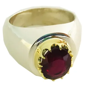 انگشتر نقره مردانه مدل سربرنجی یاقوت سرخ