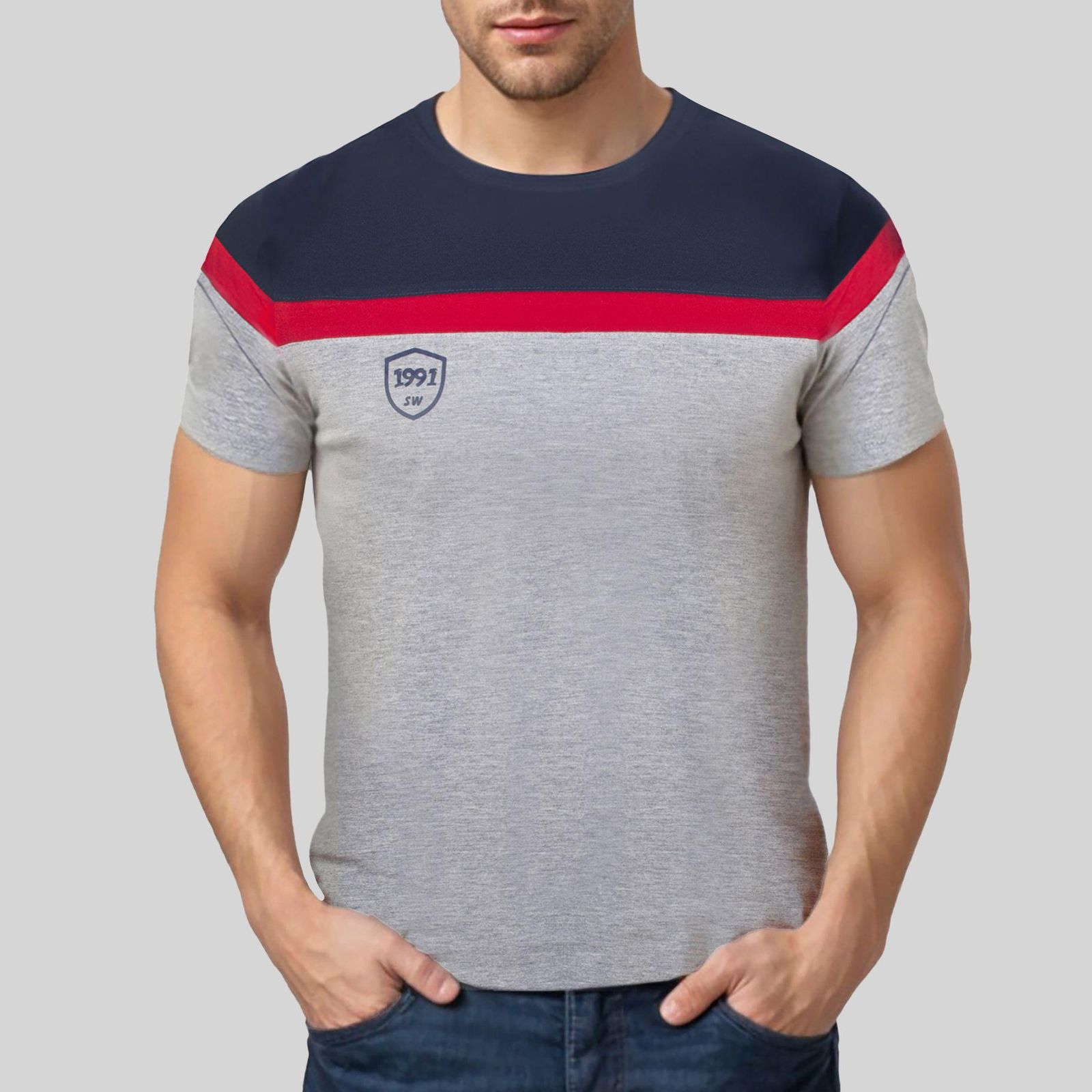 تیشرت آستین کوتاه مردانه 1991 اس دبلیو مدل TS1930 GR -  - 1