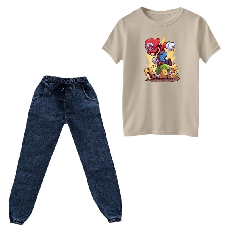 ست تی‌شرت و شلوار پسرانه مدل ماریو کد ۲