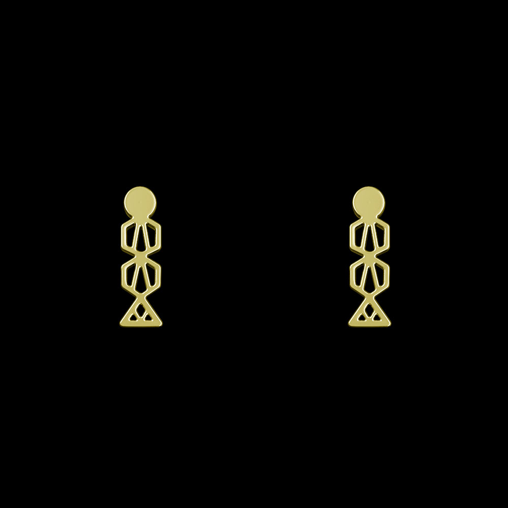 گوشواره طلا 18 عیار زنانه مدوپد مدل هندسی کد GA1-10222