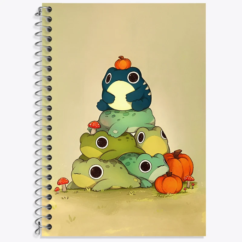 دفتر زبان 50 برگ خندالو مدل سه خط طرح قورباغه های بامزه کد N4507