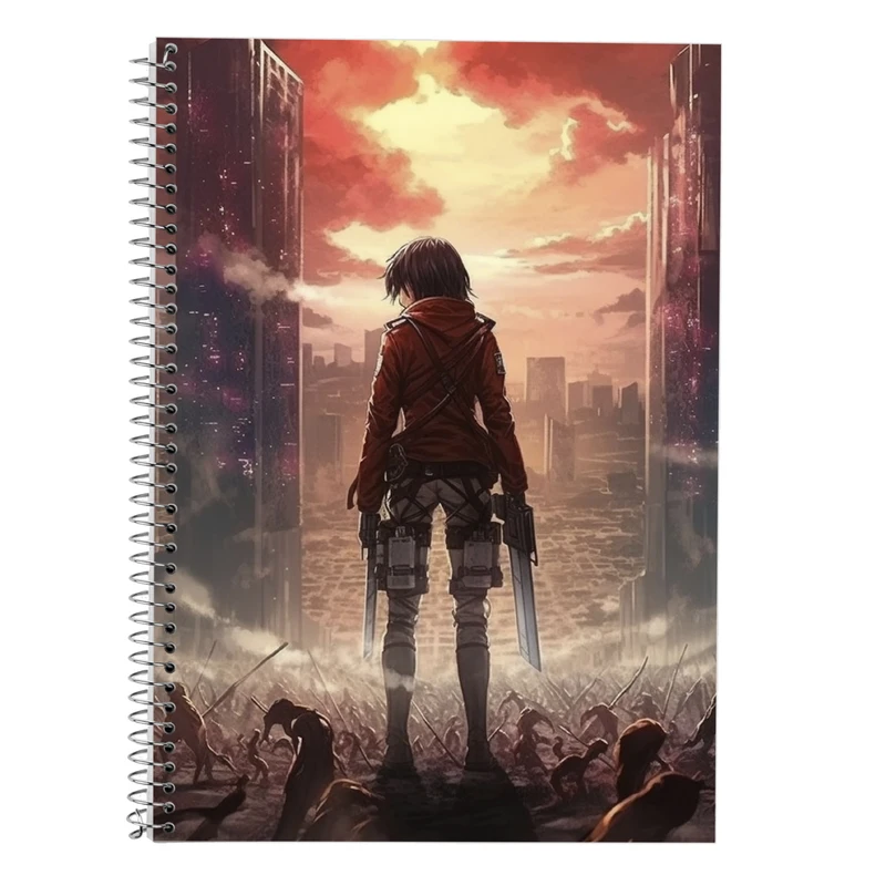 دفتر زبان 50 برگ مدوپد مدل دوخط طرح Attack on Titan کد DF10433