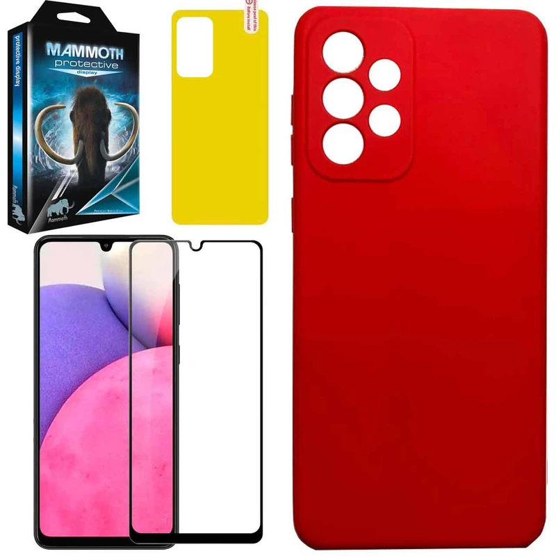 کاور ماموت مدل سیلیکونی مناسب برای گوشی موبایل سامسونگ Galaxy A33 5G به همراه محافظ صفحه نمایش و برچسب محافظ پشت گوشی