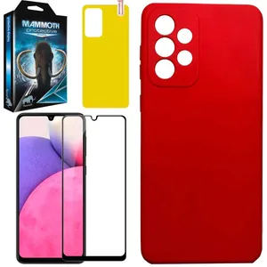 کاور ماموت مدل سیلیکونی مناسب برای گوشی موبایل سامسونگ Galaxy A33 5G به همراه محافظ صفحه نمایش و برچسب محافظ پشت گوشی