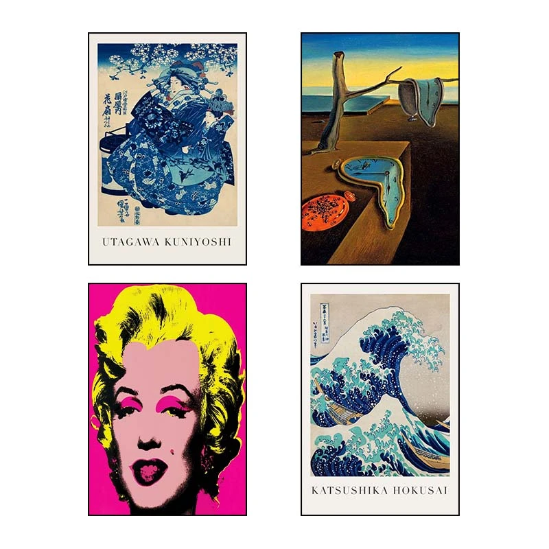 تابلو شاسي کارنيکا طرح نقاشی‌های معروف Famous Paintings کد 51842 مجموعه 4 عددی