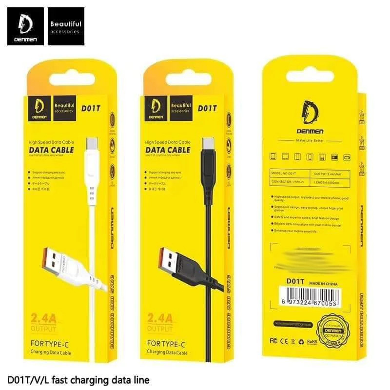 کابل تبدیل USB به USB-C دنمن مدل D01T طول 1 متر مجموعه 5 عددی