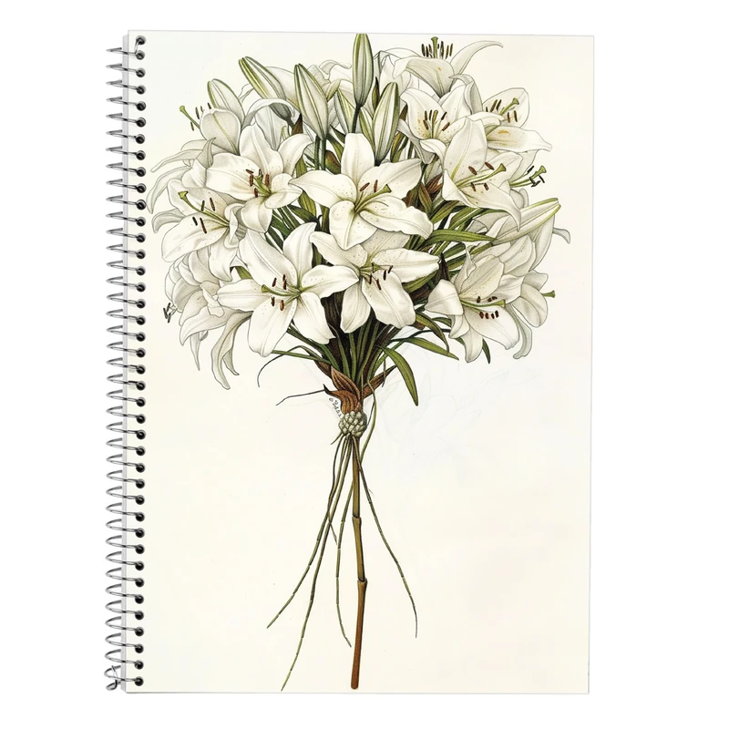 دفتر زبان 50 برگ مدوپد مدل سه خط طرح گل کد DF13836