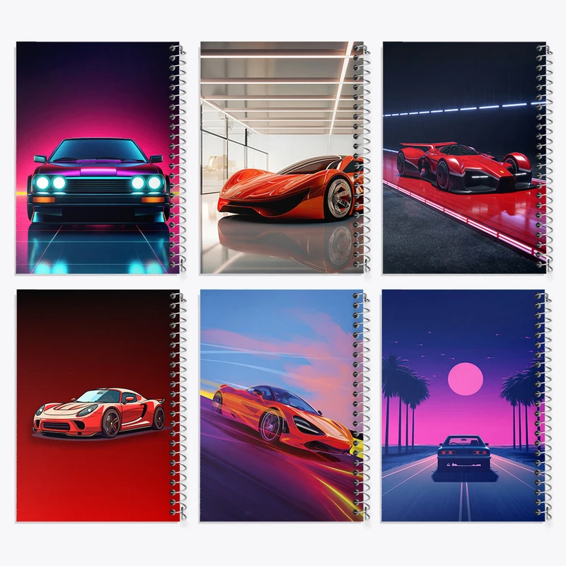 دفتر نقاشی 50 برگ خندالو طرح ماشین اسپرت کد 602 مجموعه 6 عددی