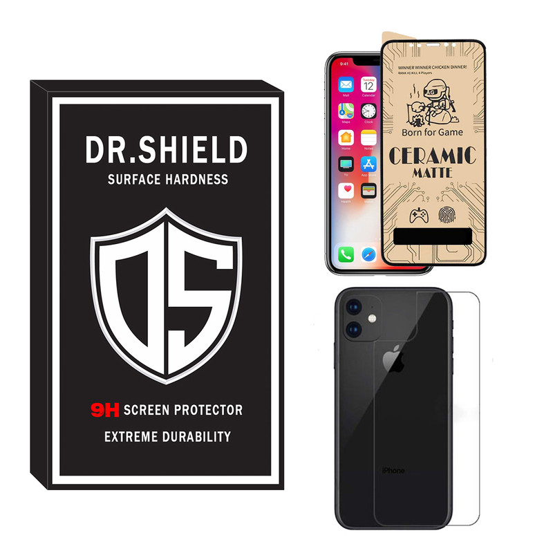 محافظ صفحه نمایش سرامیکی مات دکتر شیلد مدل TCMPDR-06 مناسب برای گوشی موبایل اپل Iphone 11 به همراه محافظ پشت گوشی