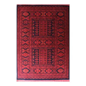 فرش ماشینی 700 شانه فرش هیوا زمینه قرمز لاکی حاشیه لاکی مدل 203