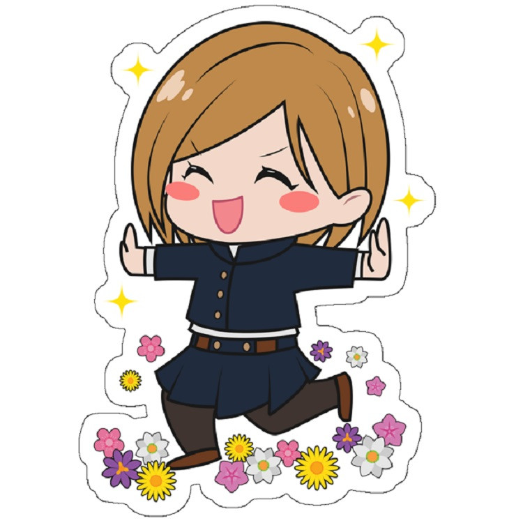 استیکر مدل Jujutsu Kaisen Kugisaki Nobara Chibi with Flowers
