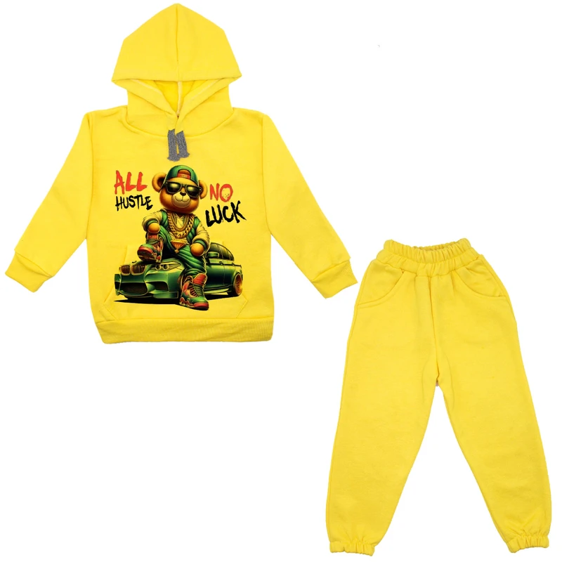 ست هودی و شلوار پسرانه مدل خرس و ماشین A58