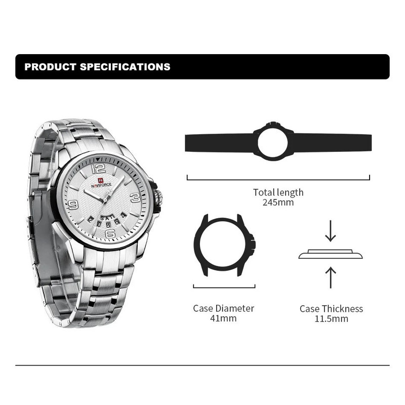 ساعت مچی عقربه‌ای مردانه نیوی فورس مدل NF9215SW