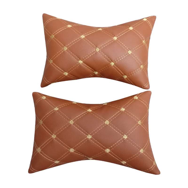 پشت گردنی صندلی خودرو مدل M3_50201 طرح چرم گلدوزی بسته 2 عددی