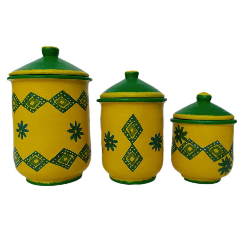 بانکه سفالی مدل لوزی مجموعه 3 عددی