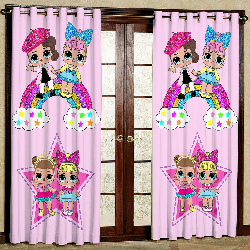  پرده مدل دختر و رنگین کمان هازان پانچی کد 4573 سایز 140x200 سانتی متر